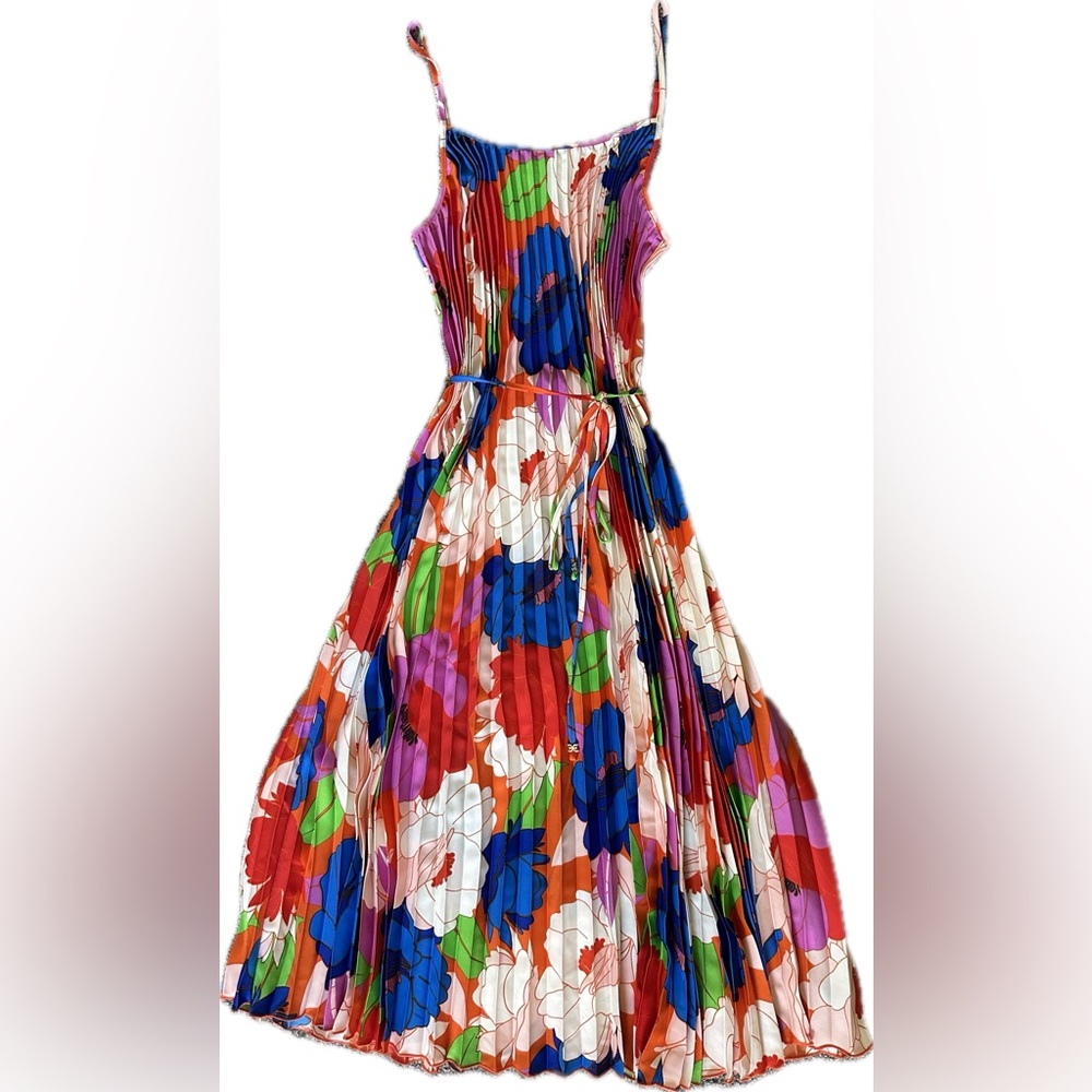 Sam Edelman Floral Plisse Pleated Midi Dress - Picture 6 of 6